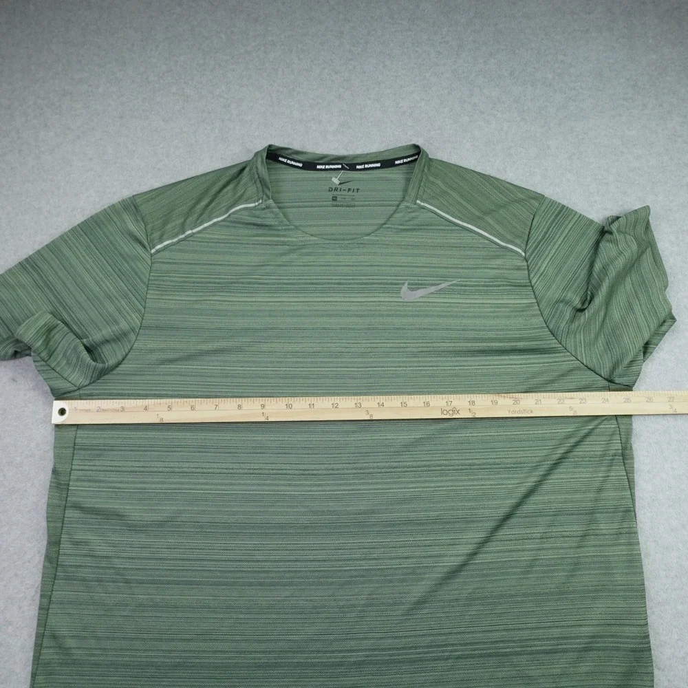 Nike T Shirt Mens 2XL Green Dri-Fit Miler Running Short Sleeve